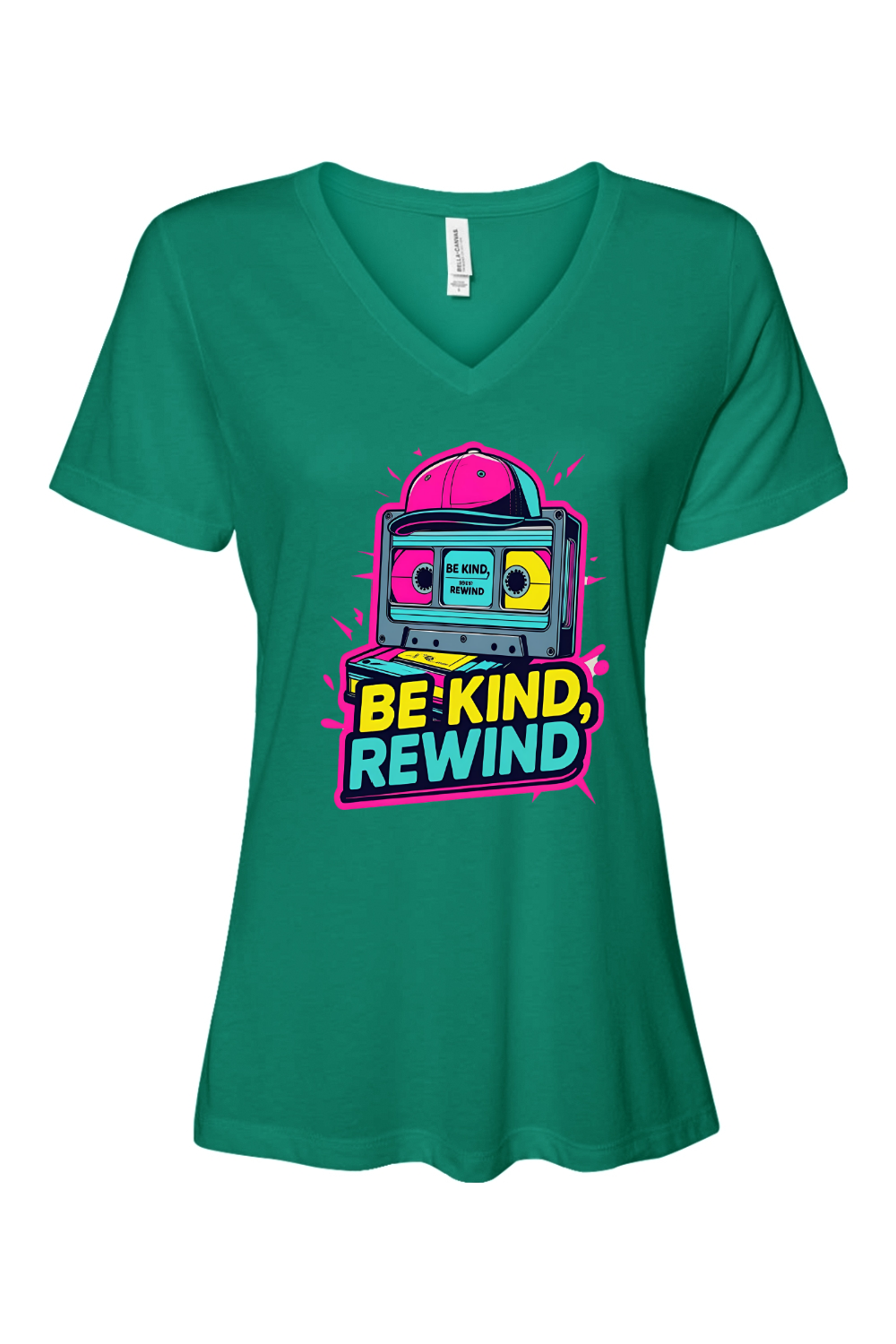 Relaxed Fit Women's V-Neck T-Shirt - Be Kind Rewind