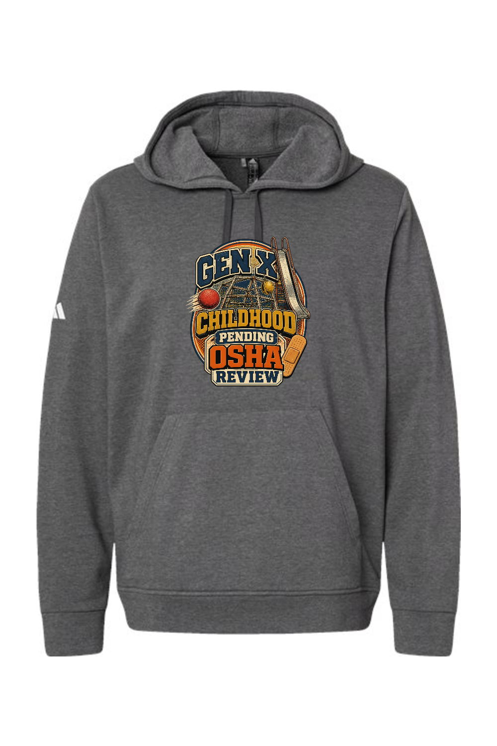 Adidas Fleece Hooded Sweatshirt: GEN X Childhood Pending OSHA Review