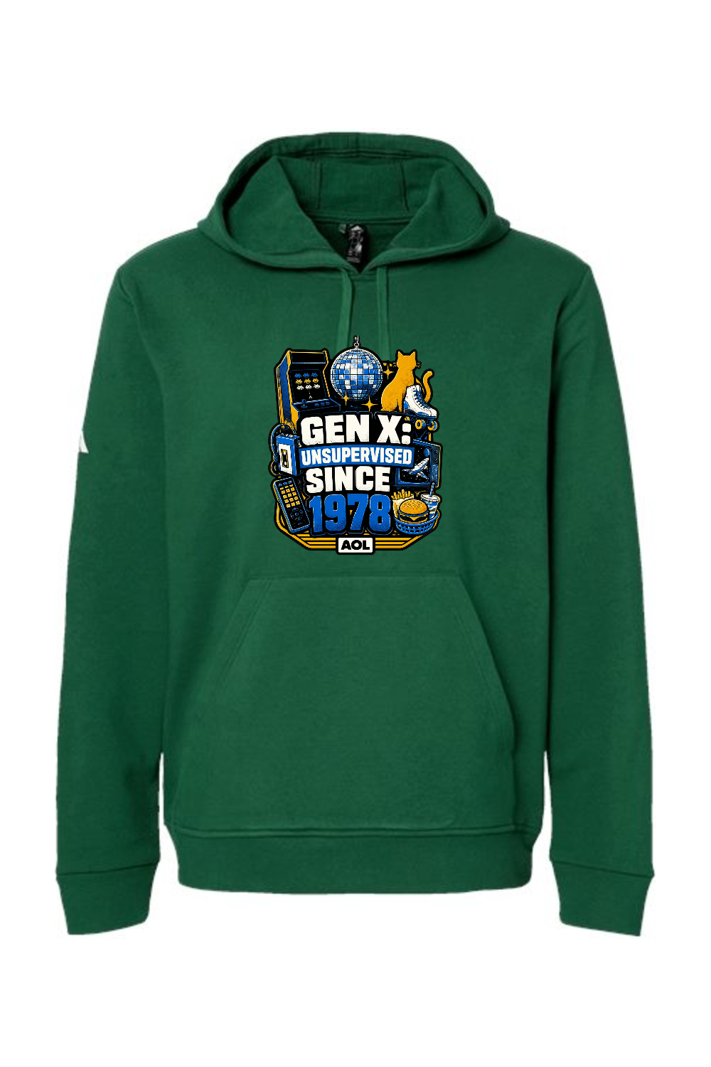 Adidas Fleece Hooded Sweatshirt: GEN X UNSUPERVISED SINCE 1978