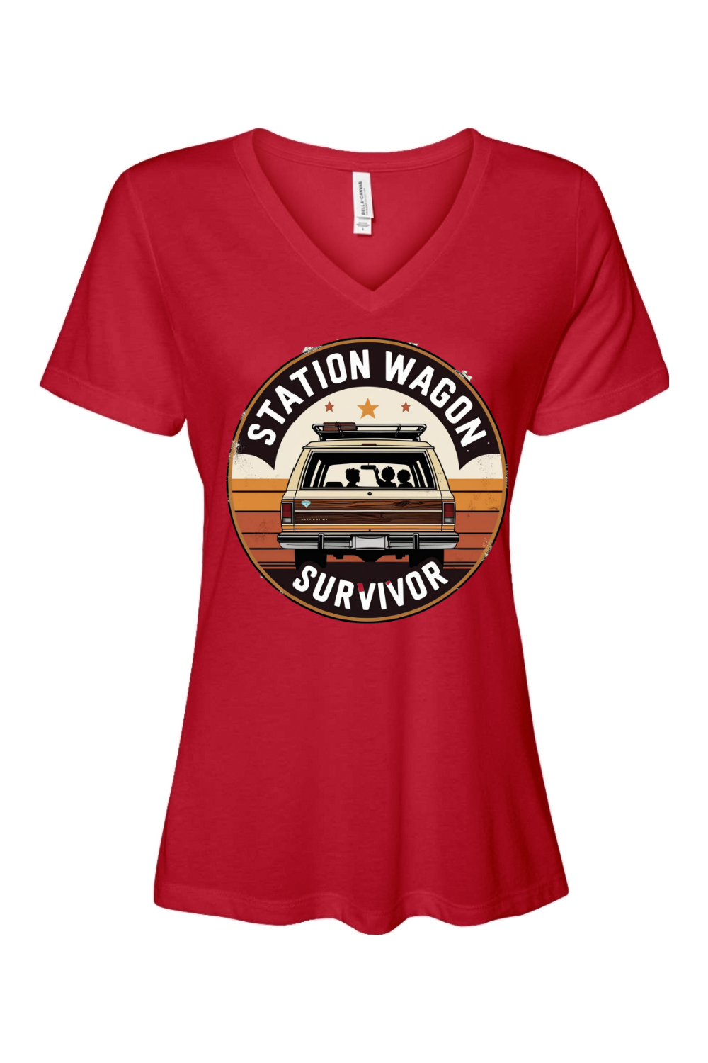 Relaxed Fit Women's V-Neck T-Shirt - Station Wagon Survivor