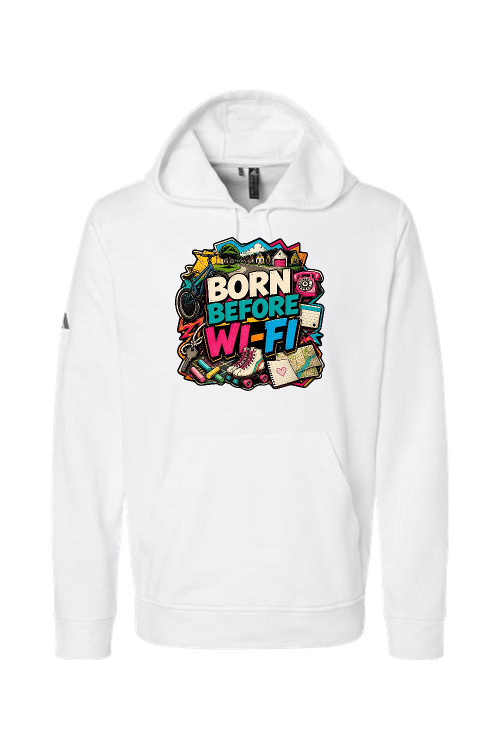 Adidas Fleece Hooded Sweatshirt: Born Before WI-FI