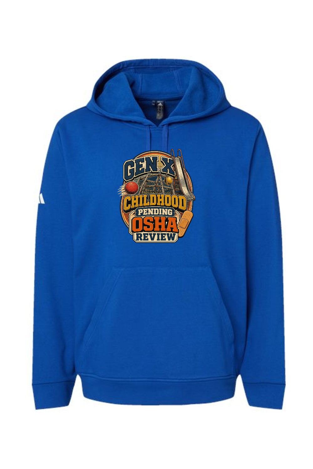 Adidas Fleece Hooded Sweatshirt: GEN X Childhood Pending OSHA Review