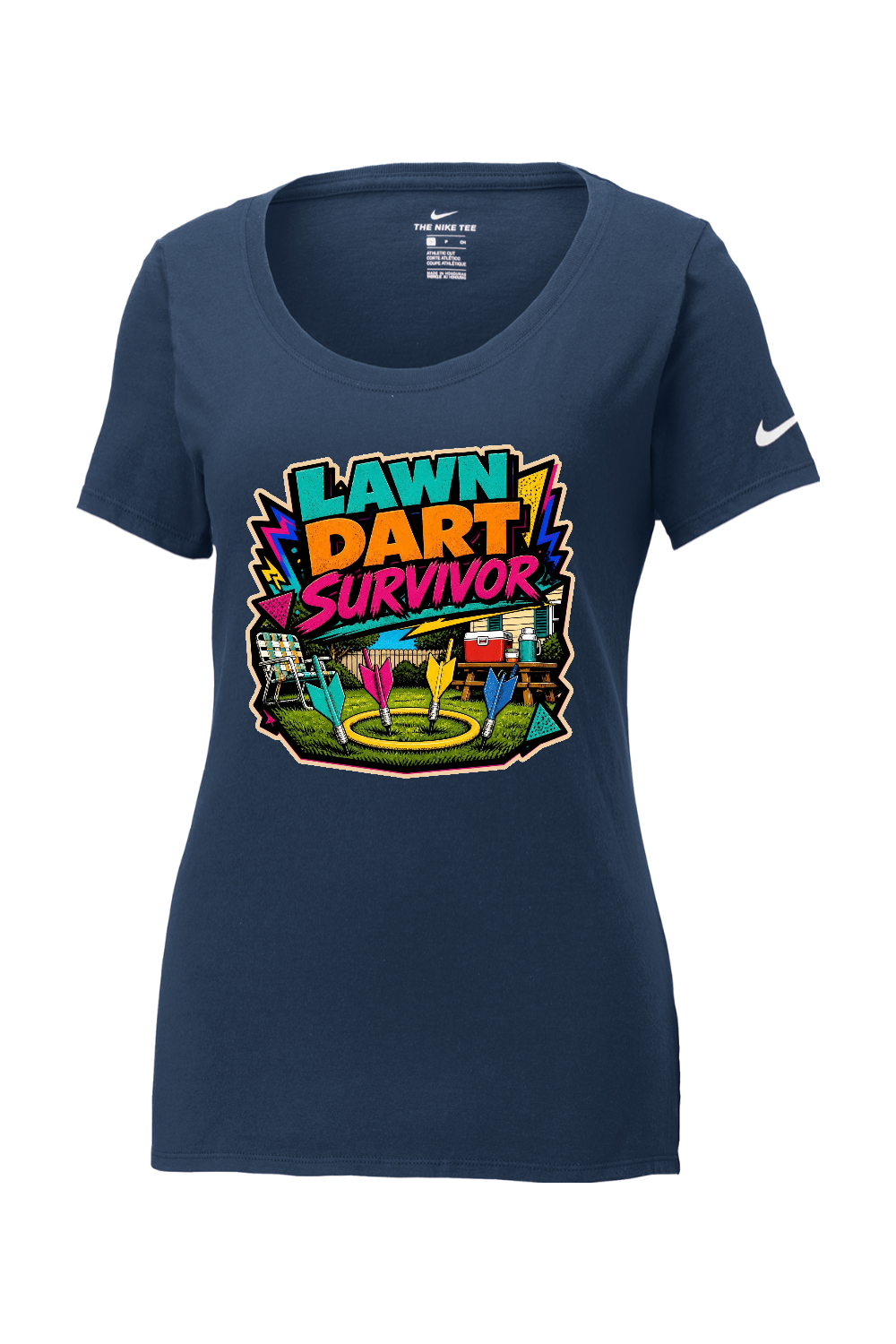 Nike Ladies Core Cotton Scoop Neck Tee: LAWN DART SURVIVOR