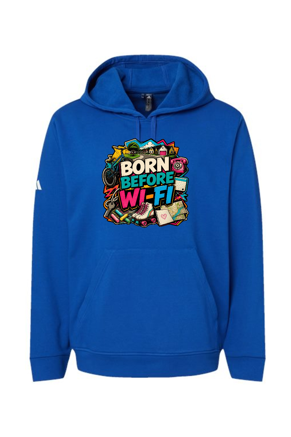Adidas Fleece Hooded Sweatshirt: Born Before WI-FI