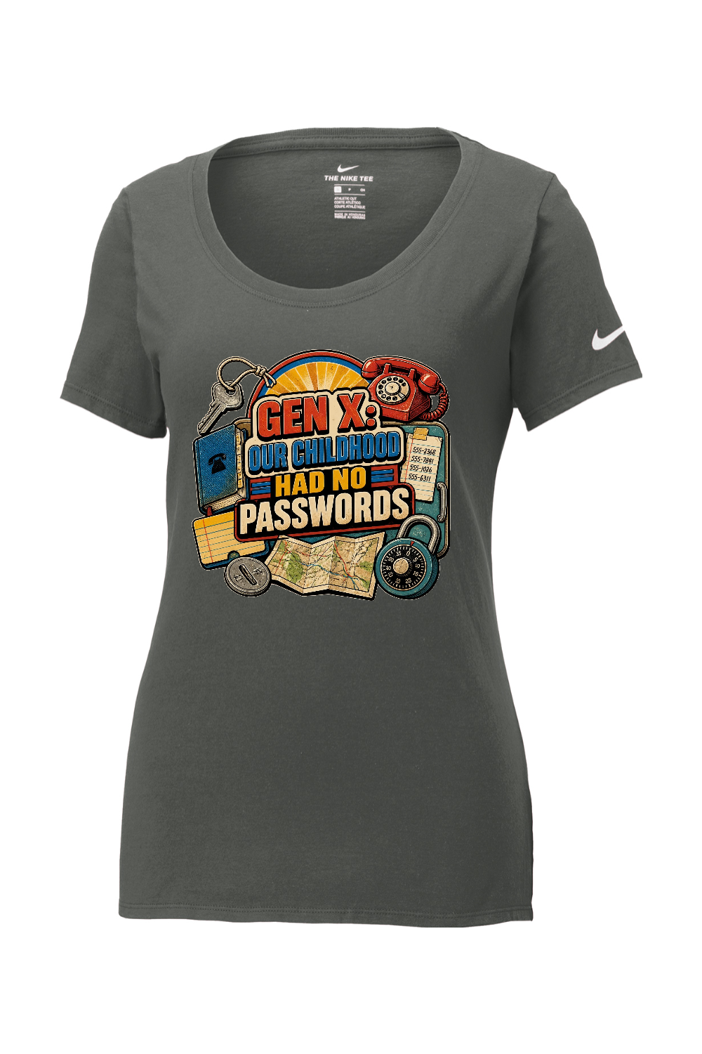 Nike Ladies Core Cotton Scoop Neck Tee: GEN X OUR CHILDHOOD HAD NO PASSWORDS