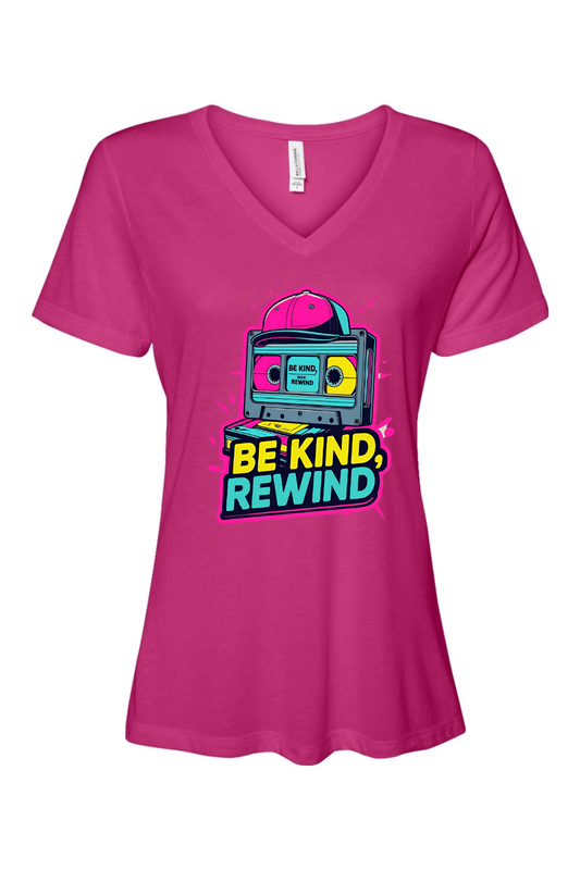 Relaxed Fit Women's V-Neck T-Shirt - Be Kind Rewind