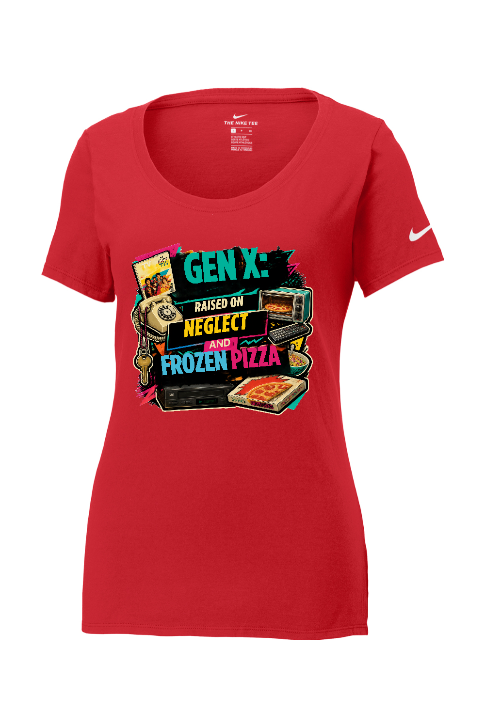 Nike Ladies Core Cotton Scoop Neck Tee: GEN X Raised on neglect and frozen pizza