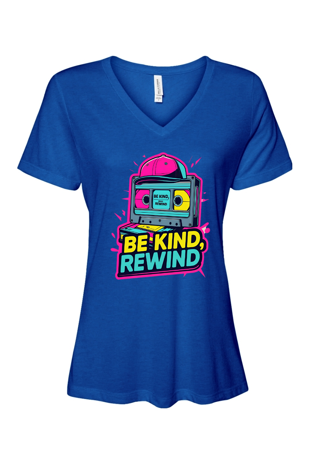 Relaxed Fit Women's V-Neck T-Shirt - Be Kind Rewind