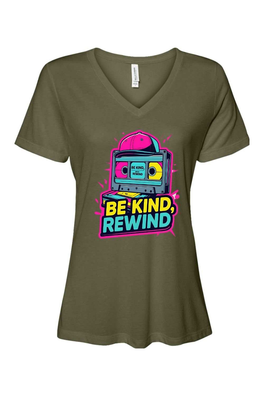 Relaxed Fit Women's V-Neck T-Shirt - Be Kind Rewind