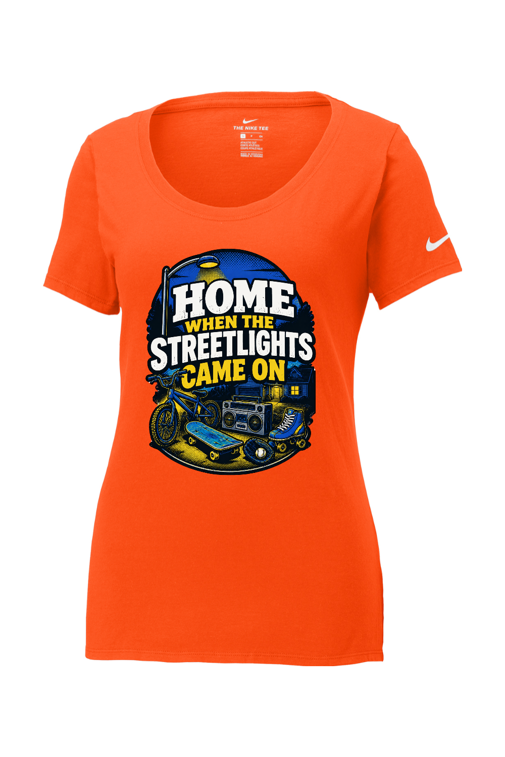 Nike Ladies Core Cotton Scoop Neck Tee: HOME WHEN THE STREETLIGHTS CAME ON