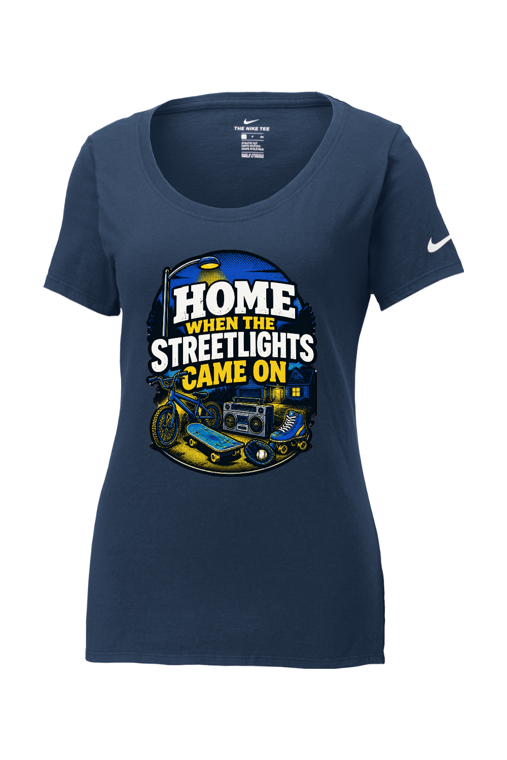 Nike Ladies Core Cotton Scoop Neck Tee: HOME WHEN THE STREETLIGHTS CAME ON