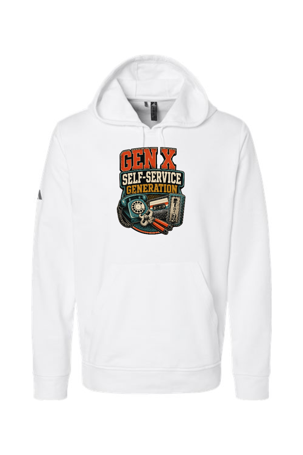 Adidas Fleece Hooded Sweatshirt: GEN X Self Service Generation