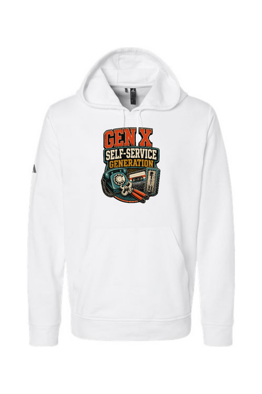 Adidas Fleece Hooded Sweatshirt: GEN X Self Service Generation
