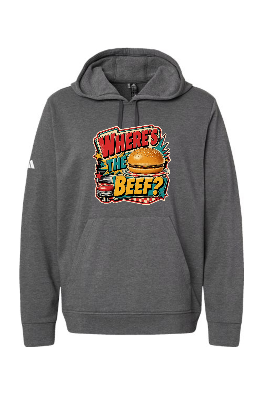 Adidas Fleece Hooded Sweatshirt: WHERE’S THE BEEF