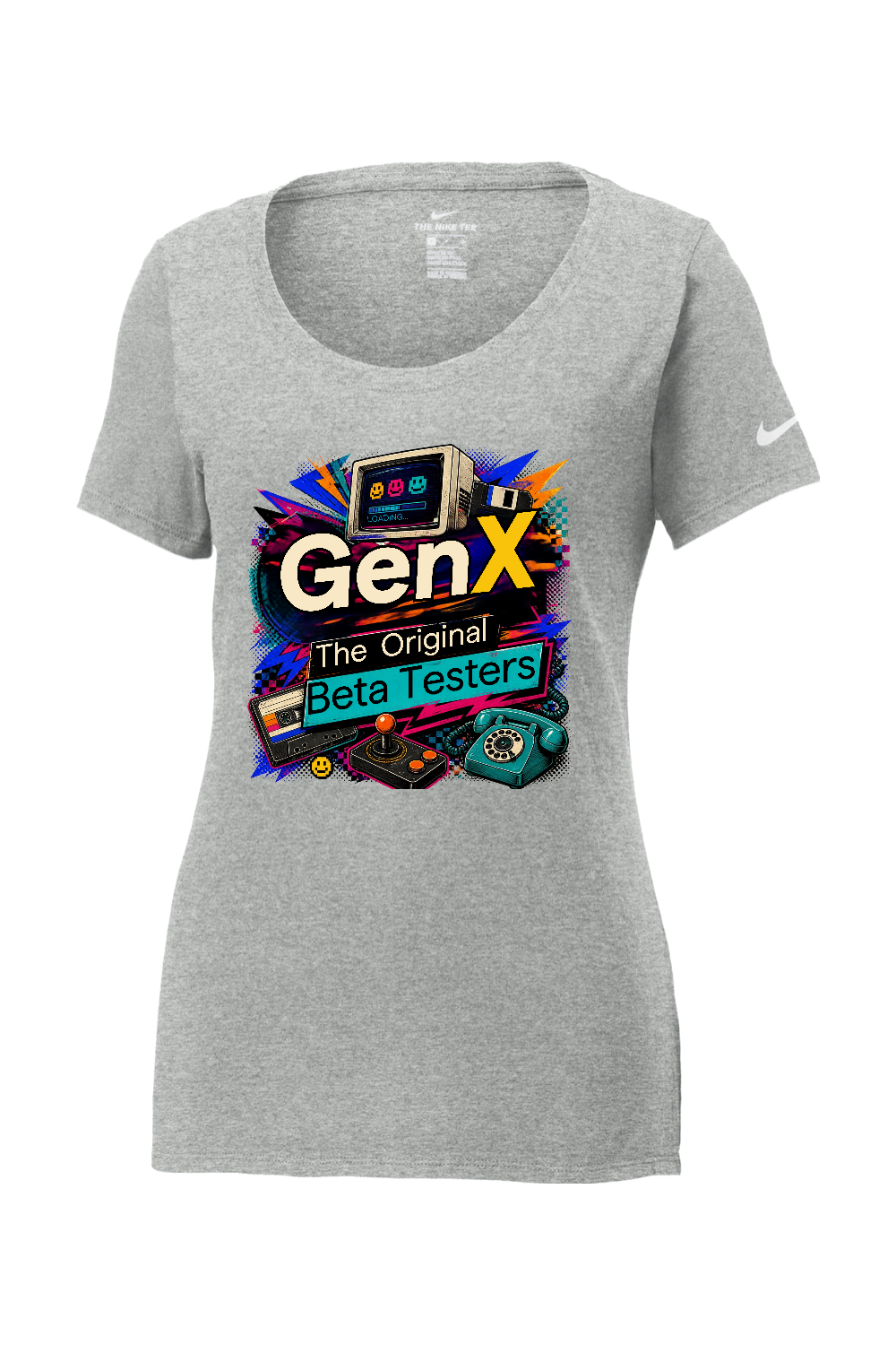 Nike Ladies Core Cotton Scoop Neck Tee: Gen X The Original Beta Testers
