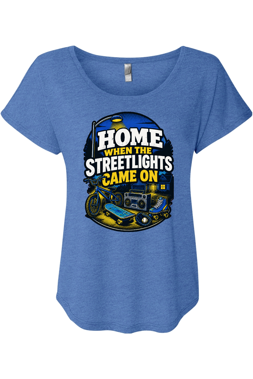 HOME WHEN THE STREETLIGHTS CAME ON Women's Triblend Dolman Tee