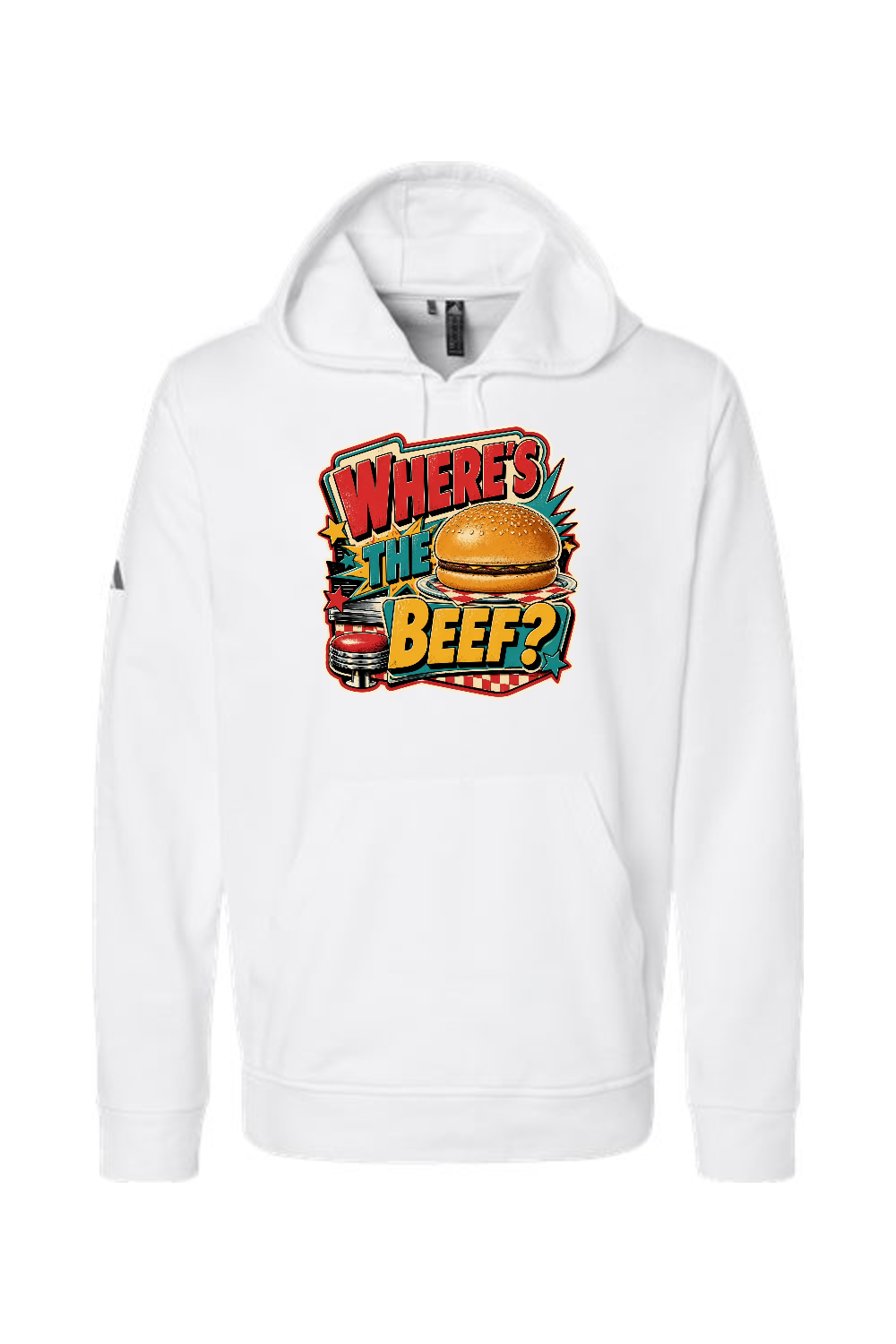 Adidas Fleece Hooded Sweatshirt: WHERE’S THE BEEF