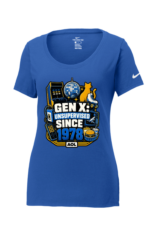Nike Ladies Core Cotton Scoop Neck Tee: GEN X UNSUPERVISED SINCE 1978