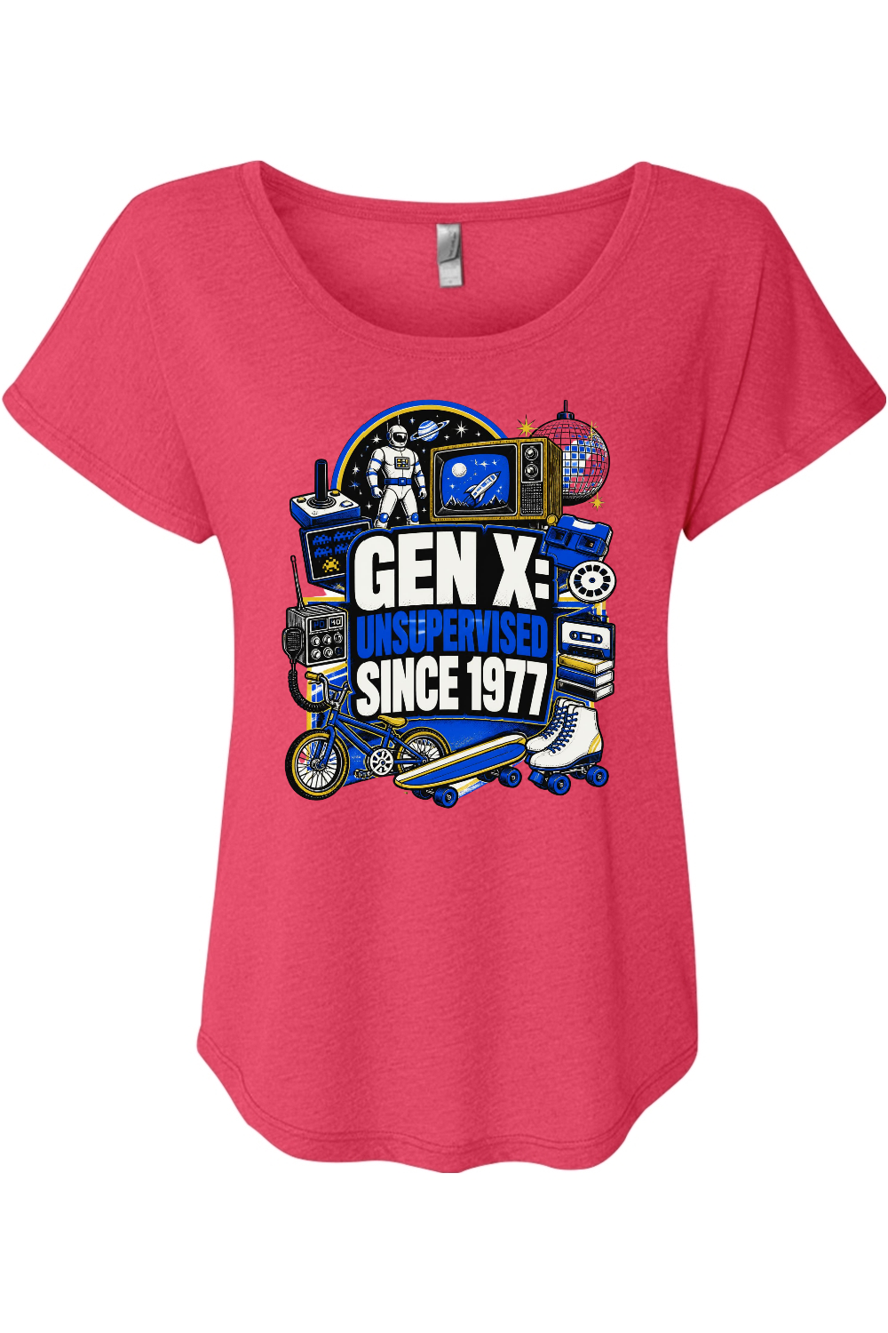 GEN X UNSUPERVISED SINCE 1977 Women's Triblend Dolman Tee