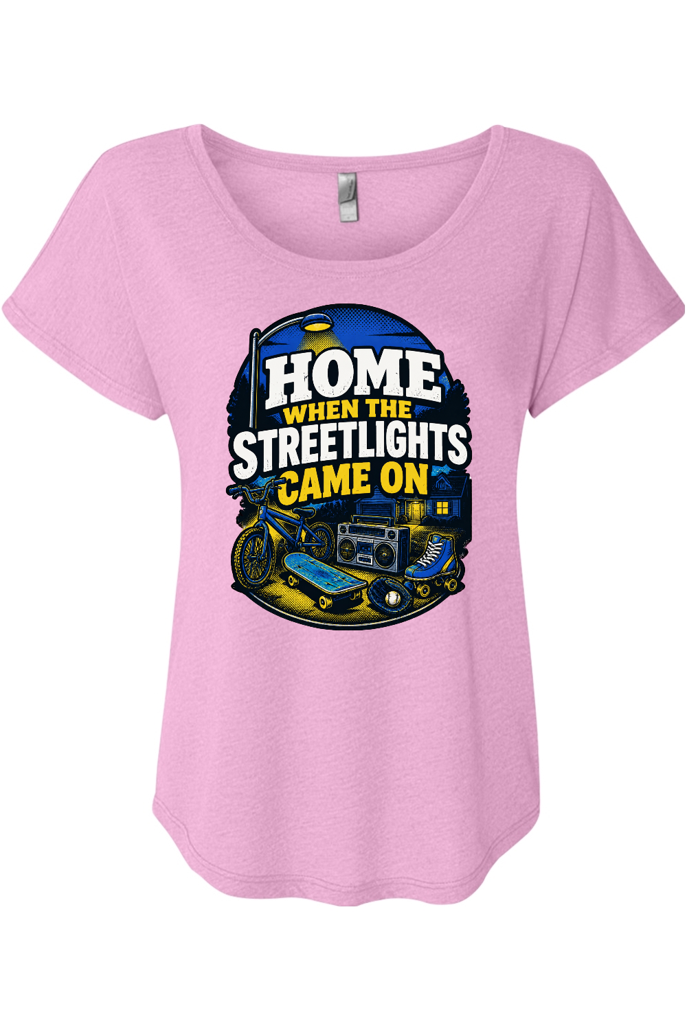 HOME WHEN THE STREETLIGHTS CAME ON Women's Triblend Dolman Tee