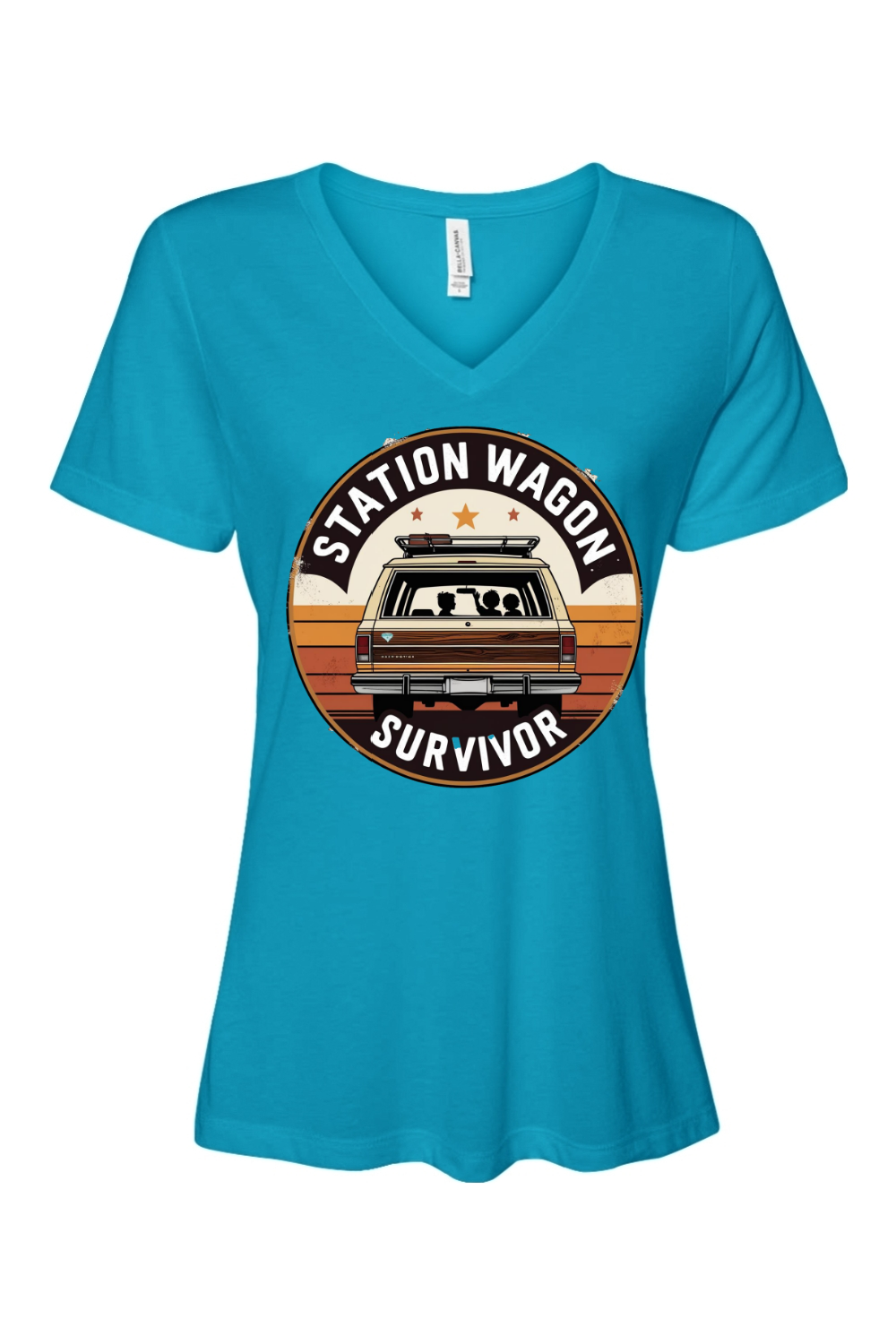 Relaxed Fit Women's V-Neck T-Shirt - Station Wagon Survivor