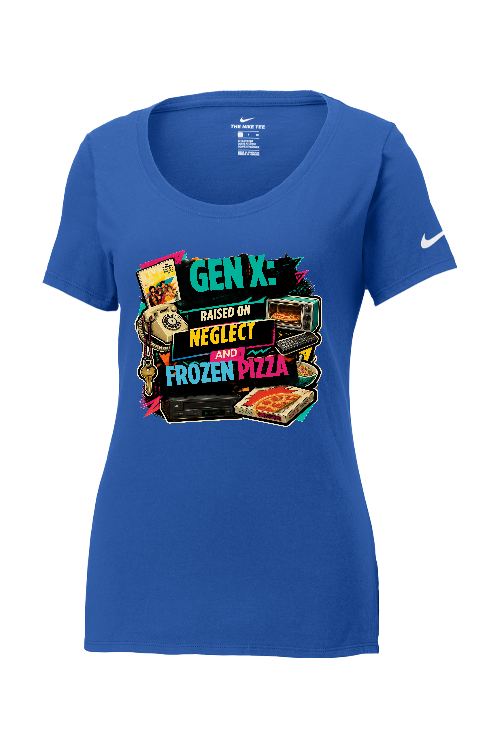 Nike Ladies Core Cotton Scoop Neck Tee: GEN X Raised on neglect and frozen pizza