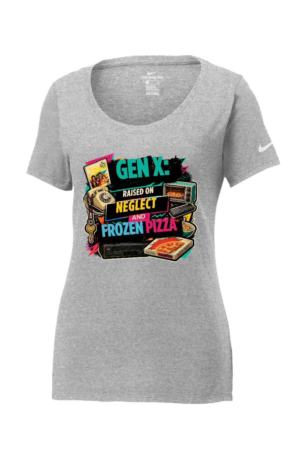 Nike Ladies Core Cotton Scoop Neck Tee: GEN X Raised on neglect and frozen pizza
