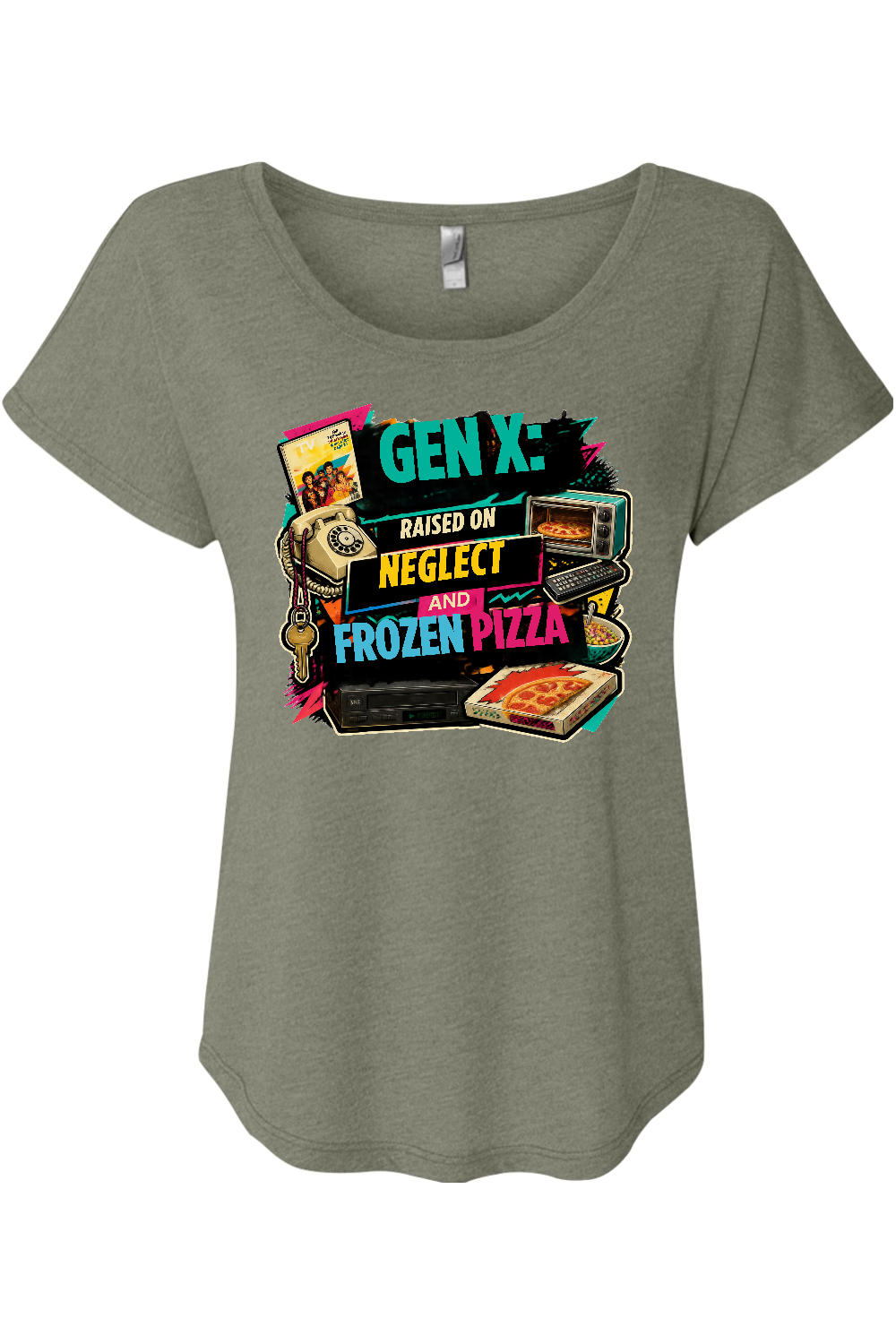 GEN X Raised on neglect and frozen pizza Women's Triblend Dolman Tee
