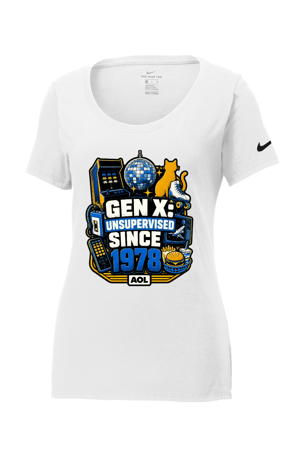 Nike Ladies Core Cotton Scoop Neck Tee: GEN X UNSUPERVISED SINCE 1978