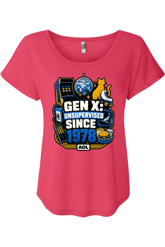 GEN X UNSUPERVISED SINCE 1978 Women's Triblend Dolman Tee