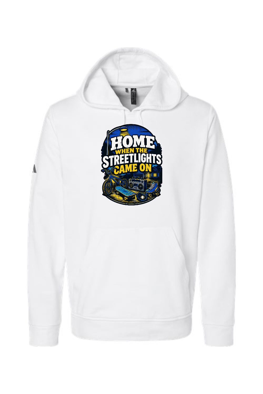 Adidas Fleece Hooded Sweatshirt: HOME WHEN THE STREETLIGHTS CAME ON