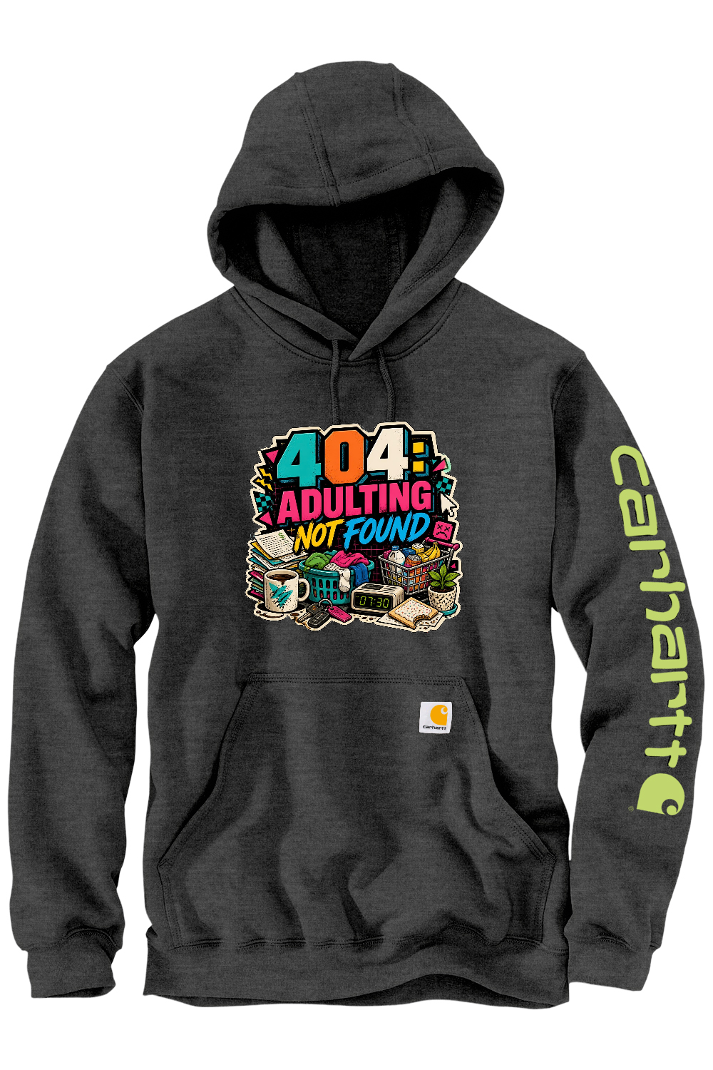 Carhartt Midweight Hooded Sweatshirt: 404 Adulting Not Found