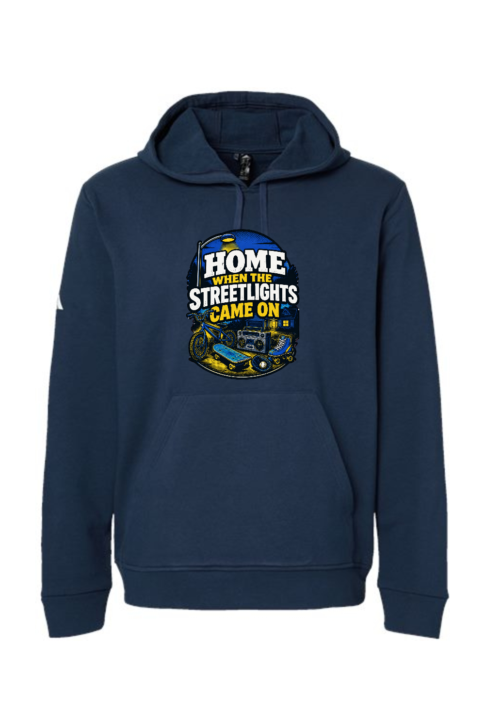 Adidas Fleece Hooded Sweatshirt: HOME WHEN THE STREETLIGHTS CAME ON