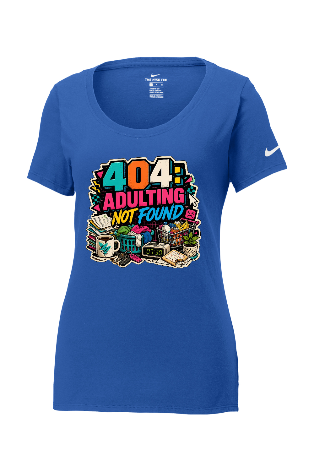 Nike Ladies Core Cotton Scoop Neck Tee: 404 Adulting Not Found