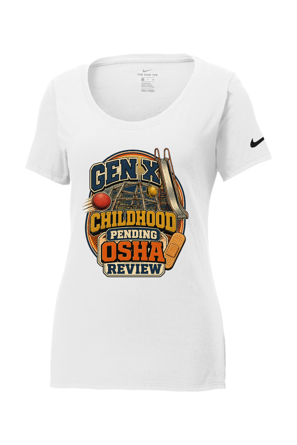 Nike Ladies Core Cotton Scoop Neck Tee: GEN X Childhood Pending OSHA Review