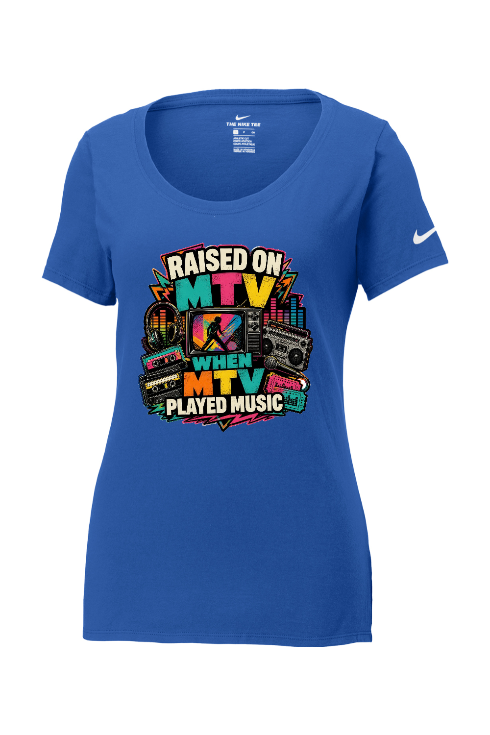 Nike Ladies Core Cotton Scoop Neck Tee: RAISED ON MTV WHEN MTV PLAYED MUSIC