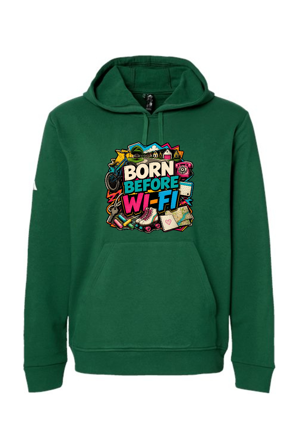 Adidas Fleece Hooded Sweatshirt: Born Before WI-FI