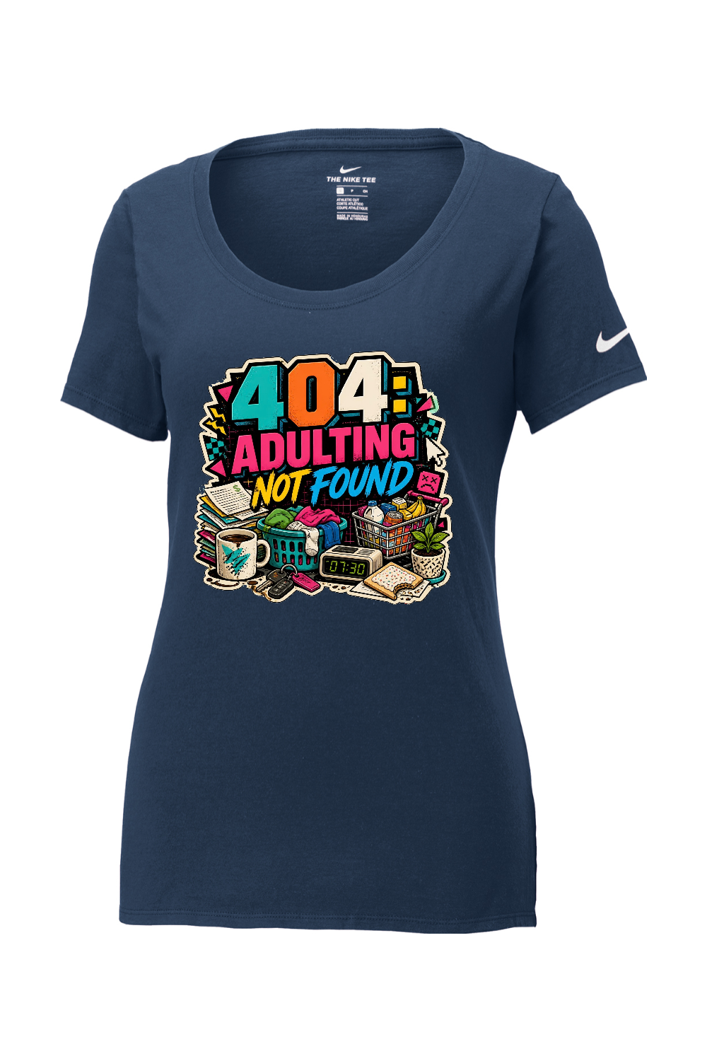 Nike Ladies Core Cotton Scoop Neck Tee: 404 Adulting Not Found