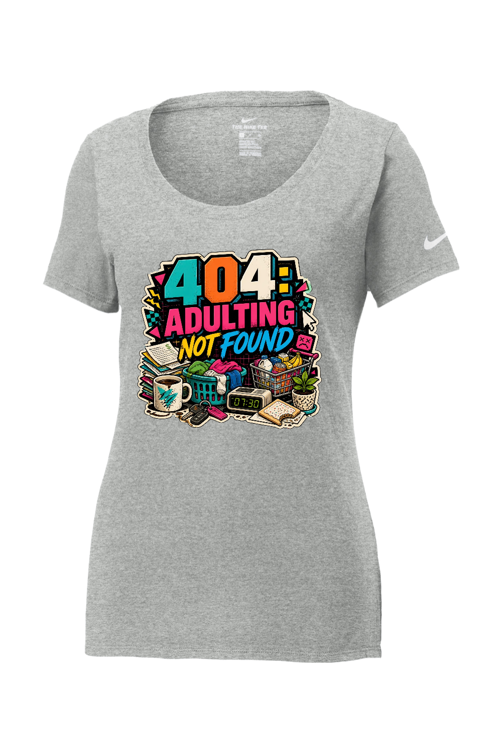 Nike Ladies Core Cotton Scoop Neck Tee: 404 Adulting Not Found