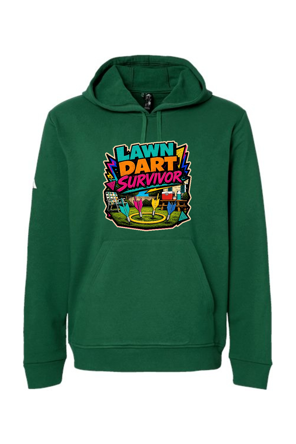 Adidas Fleece Hooded Sweatshirt: LAWN DART SURVIVOR