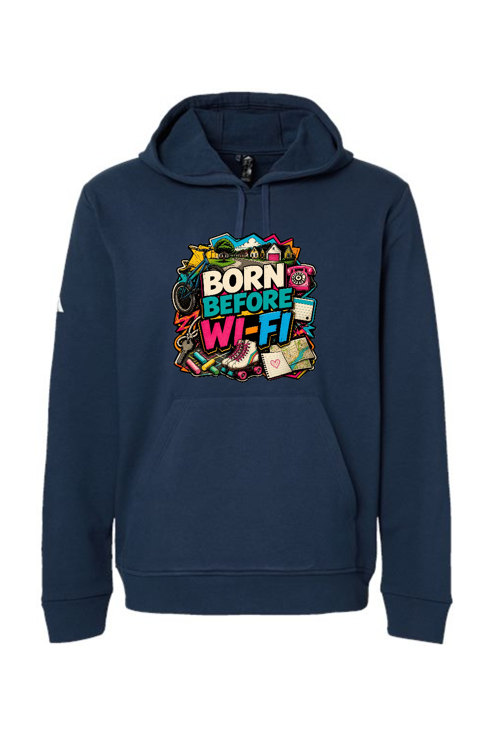 Adidas Fleece Hooded Sweatshirt: Born Before WI-FI