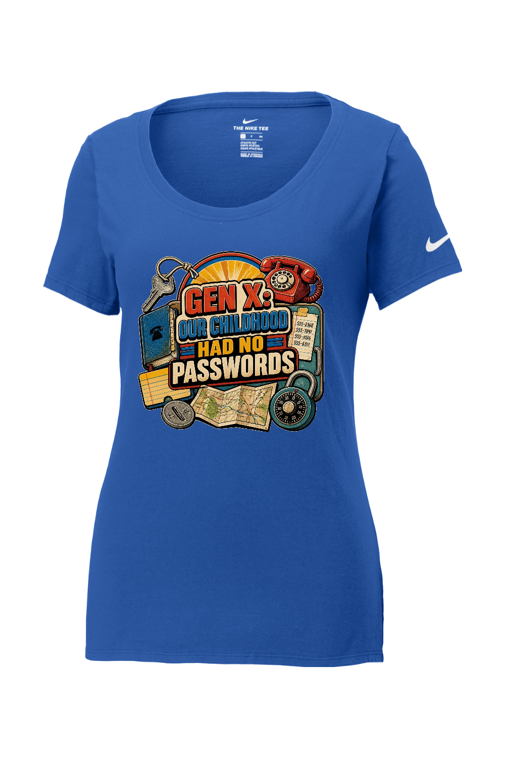 Nike Ladies Core Cotton Scoop Neck Tee: GEN X OUR CHILDHOOD HAD NO PASSWORDS