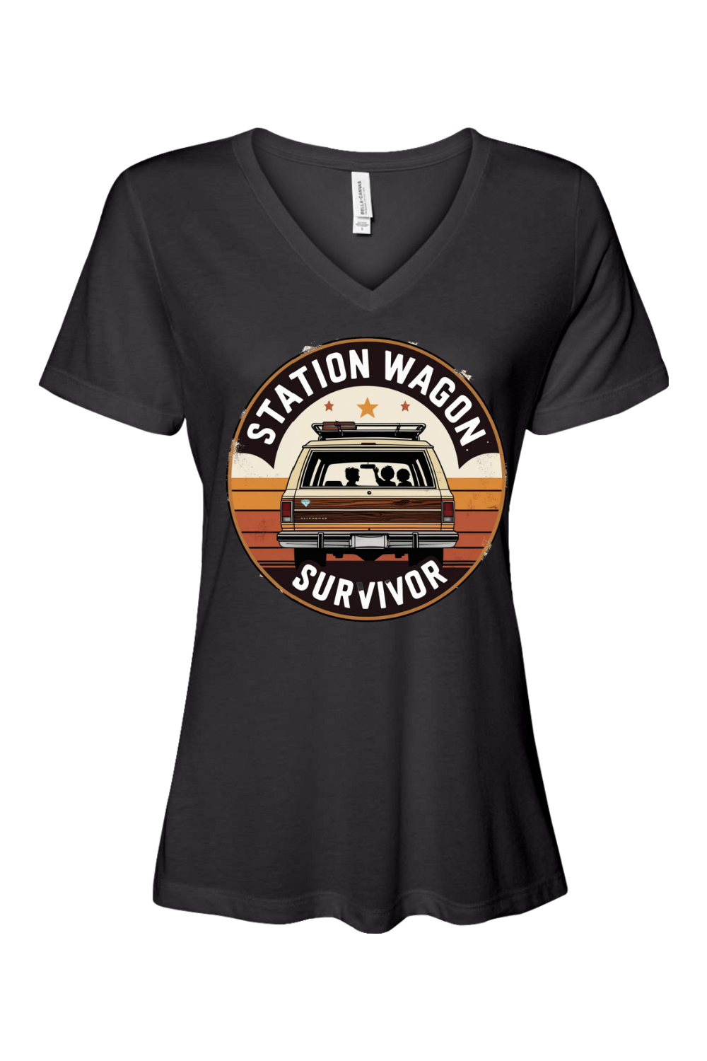 Relaxed Fit Women's V-Neck T-Shirt - Station Wagon Survivor