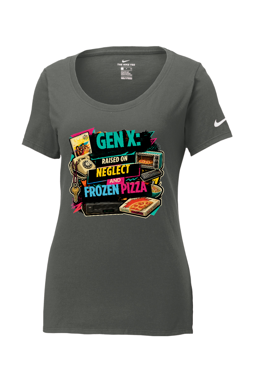 Nike Ladies Core Cotton Scoop Neck Tee: GEN X Raised on neglect and frozen pizza