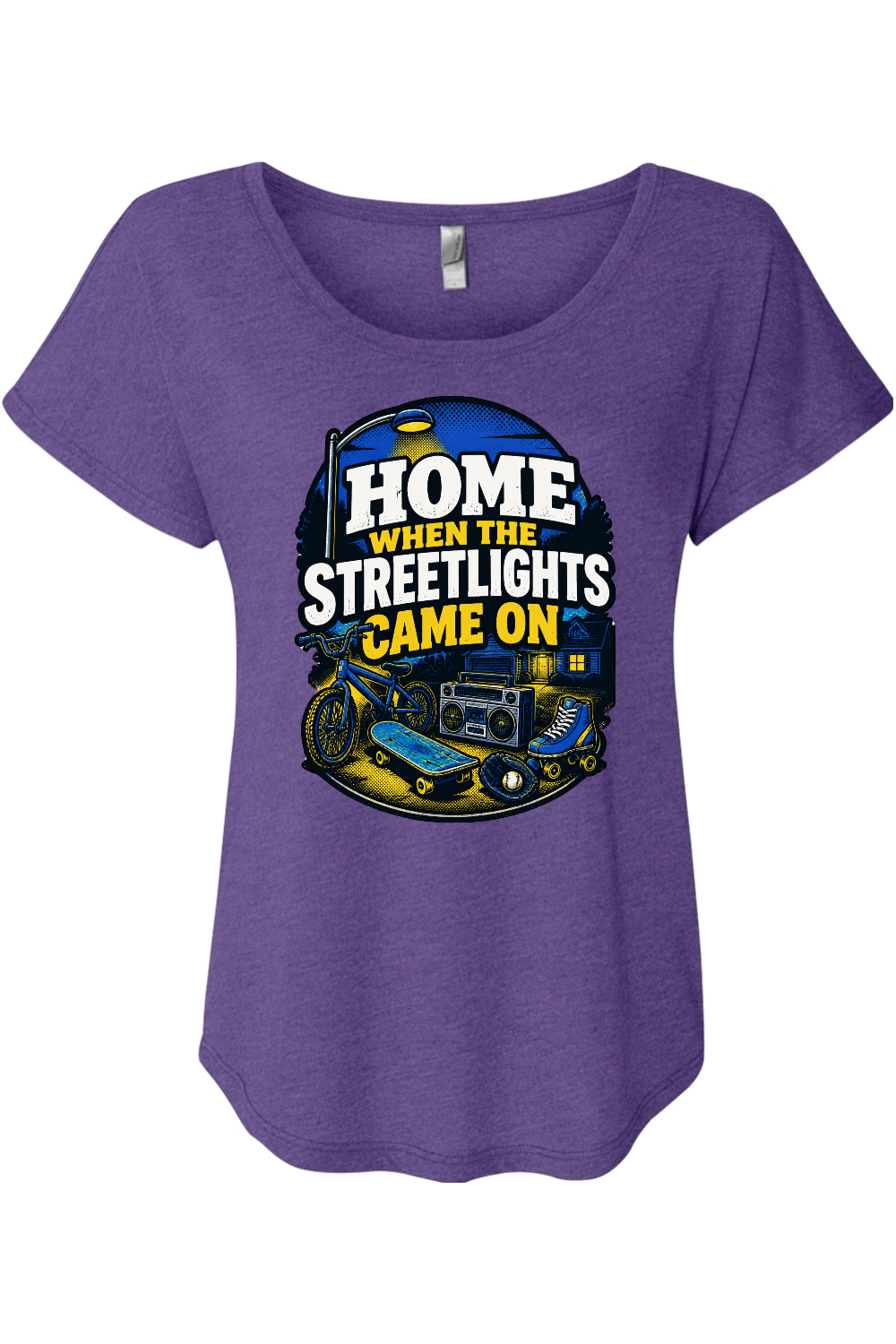 HOME WHEN THE STREETLIGHTS CAME ON Women's Triblend Dolman Tee