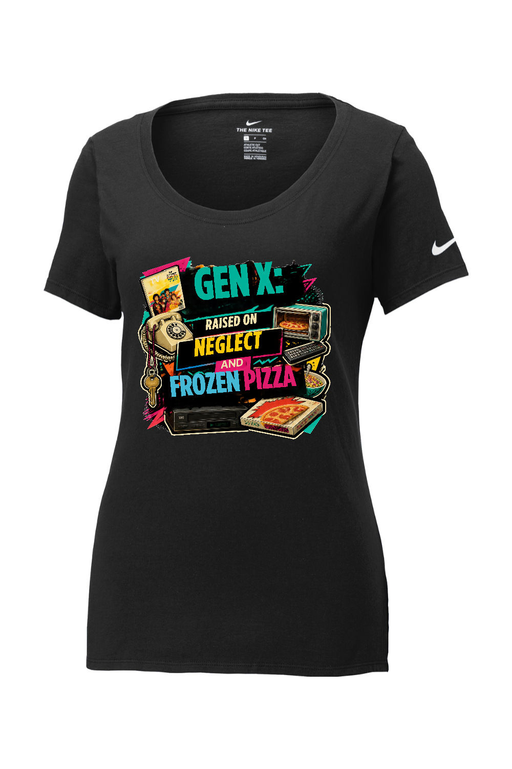 Nike Ladies Core Cotton Scoop Neck Tee: GEN X Raised on neglect and frozen pizza