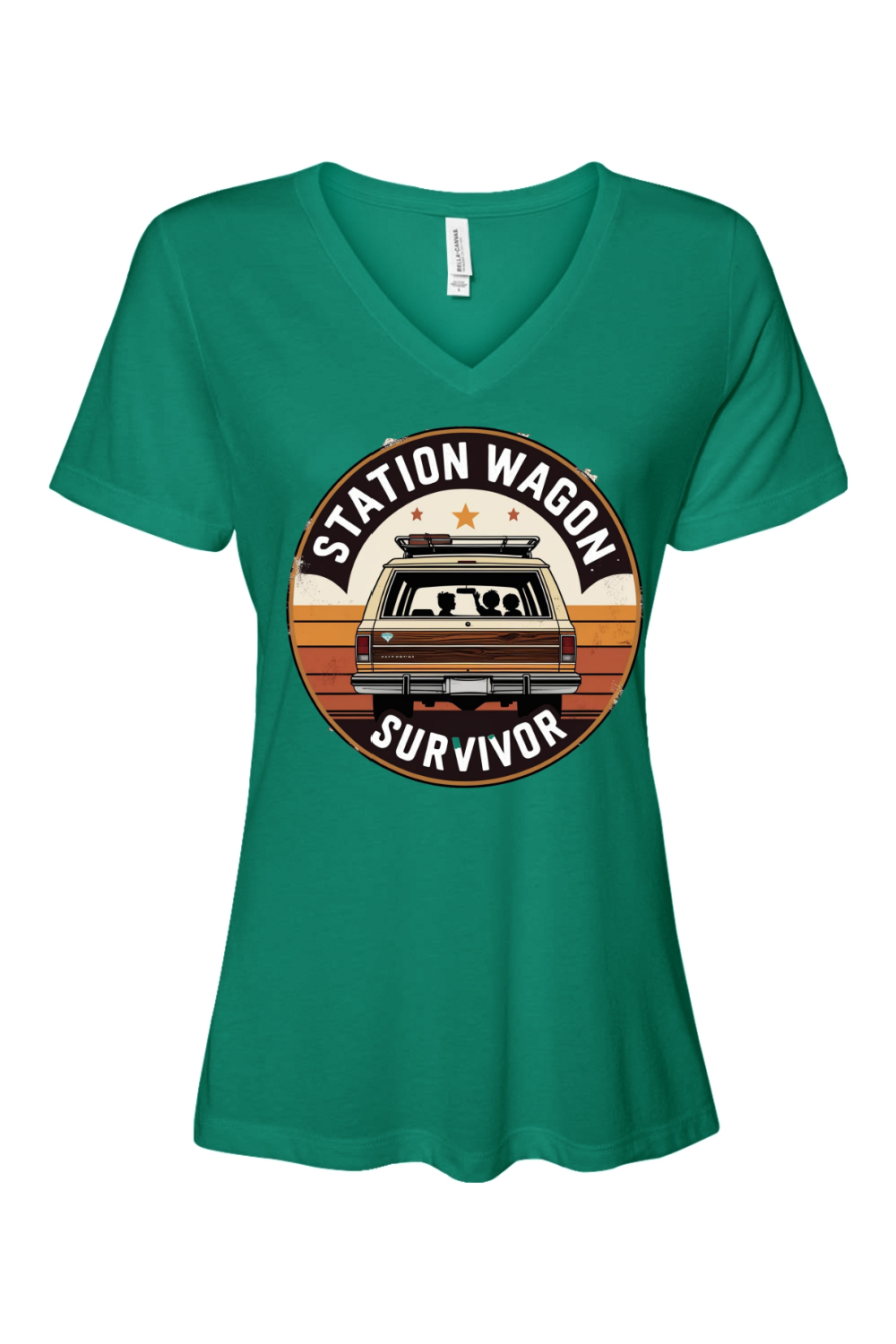 Relaxed Fit Women's V-Neck T-Shirt - Station Wagon Survivor