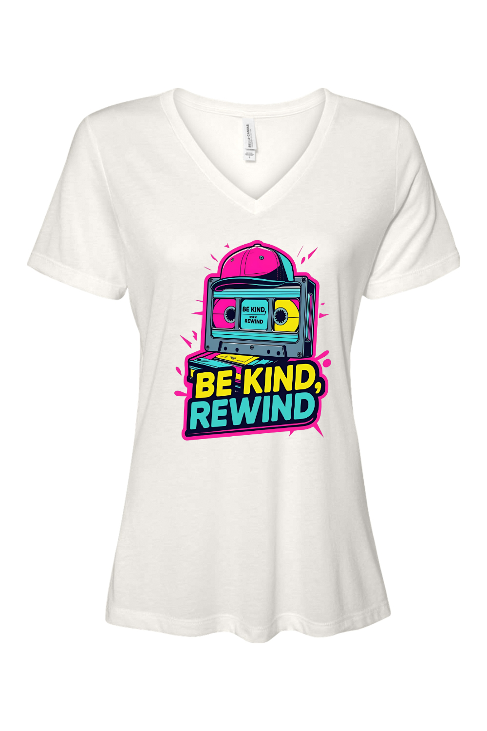 Relaxed Fit Women's V-Neck T-Shirt - Be Kind Rewind