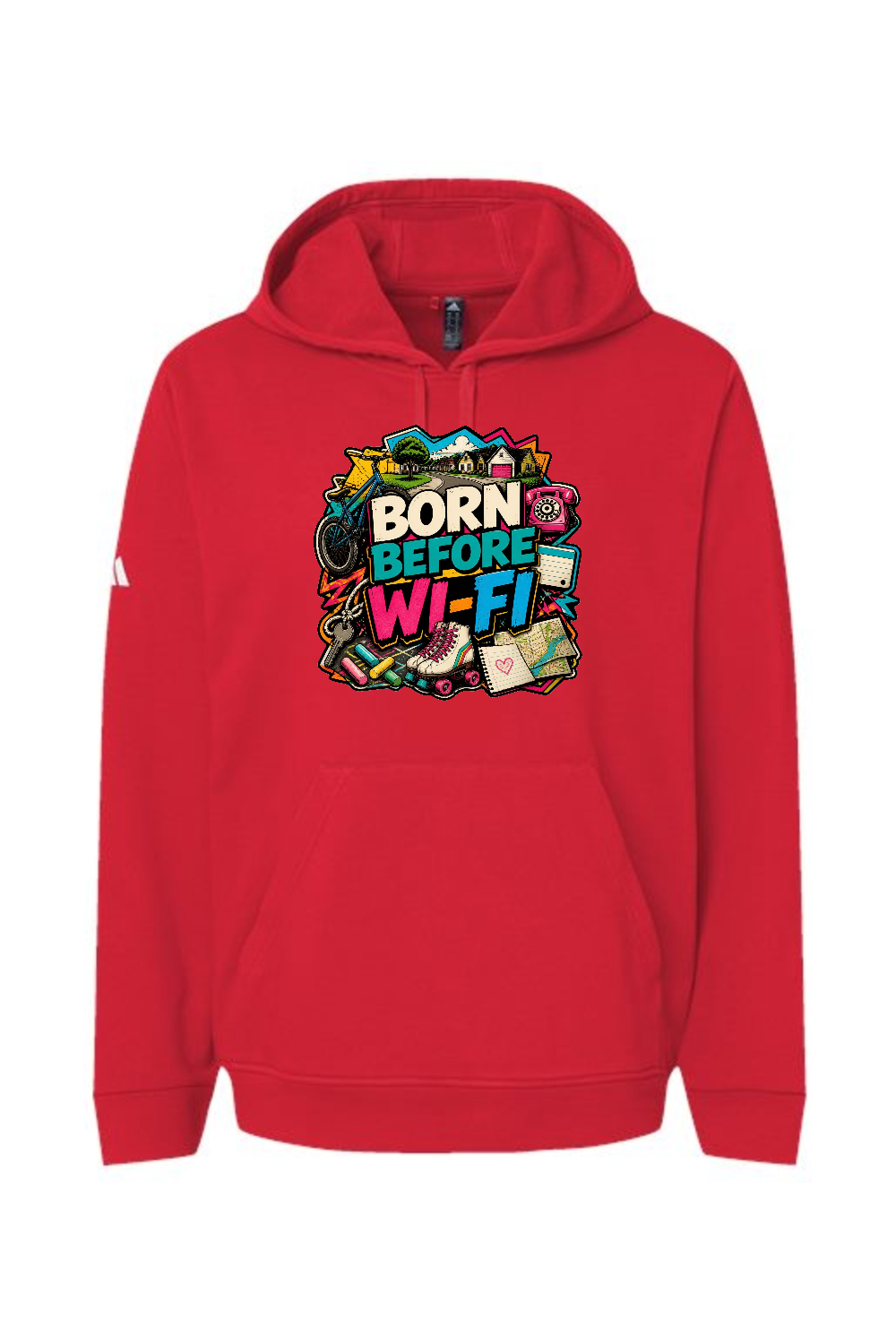 Adidas Fleece Hooded Sweatshirt: Born Before WI-FI