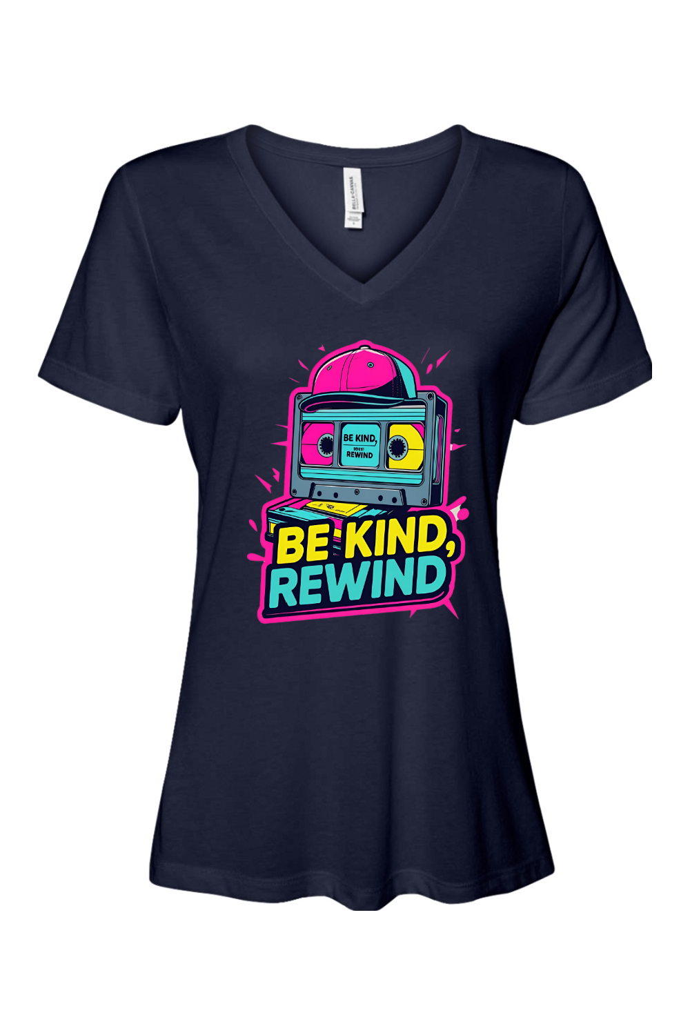 Relaxed Fit Women's V-Neck T-Shirt - Be Kind Rewind